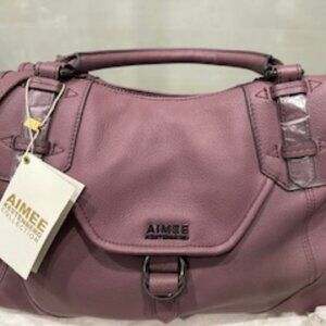 Aimee Kestenberg Pebble Leather Convertible Satchel-Paige (Mulberry) BNWT